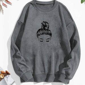 Gray Graphic Sweatshirt for Women